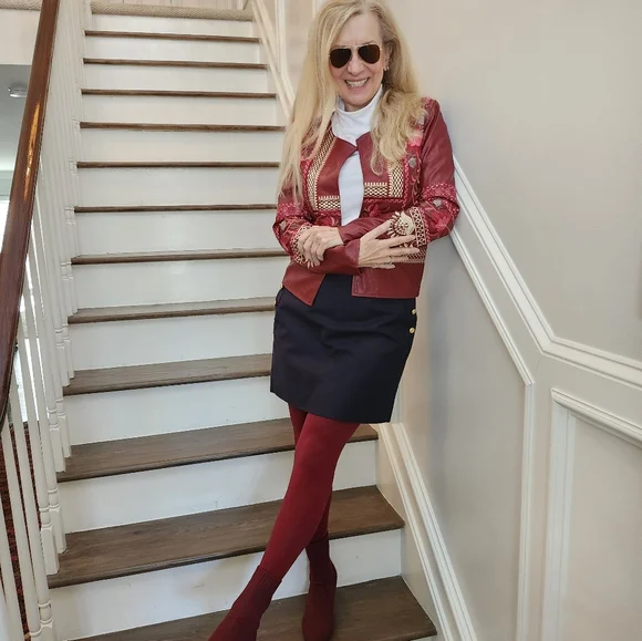 Tiramisu New Embroidered Vegan Leather Cropped Jacket, Small, $50 - Picture 15 of 15